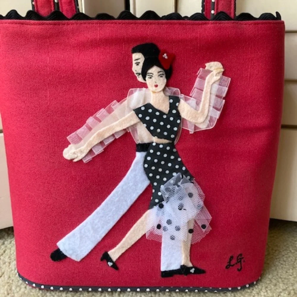 Lulu Guinness "Flamingo Dancers" Handle Bag💃 - Picture 3 of 11